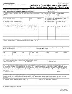 ATF Form 20 – 5320.20 Application to Transport NFA。